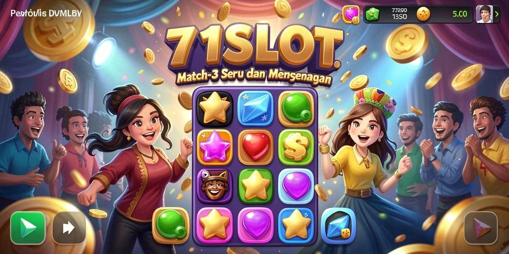Tampilan gameplay Match-3 yang penuh warna dan menarik.