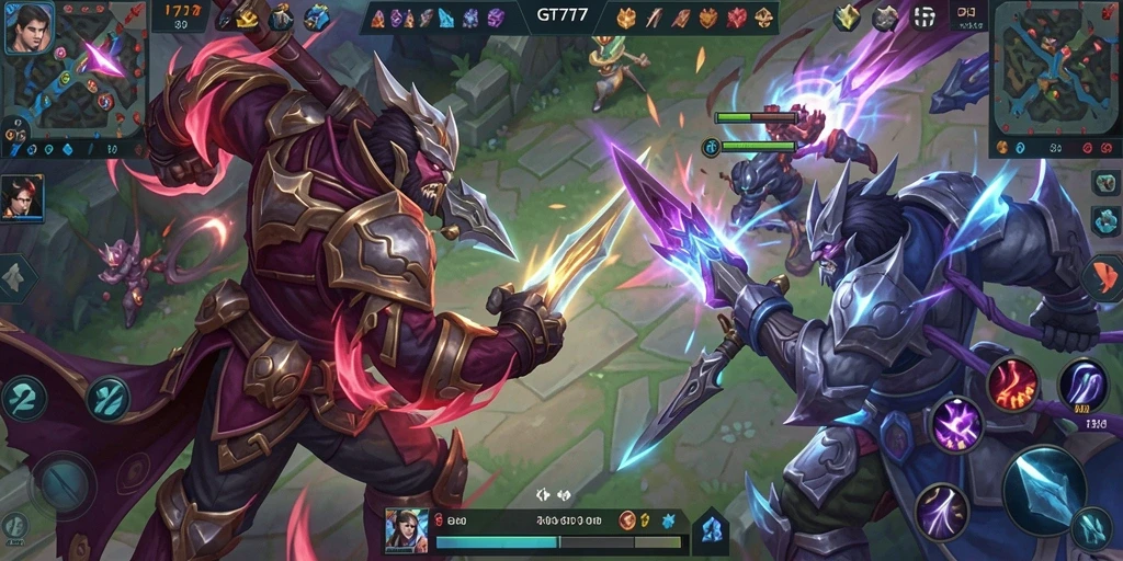 Screenshot menampilkan gameplay dinamis GT777 dalam arena MOBA.