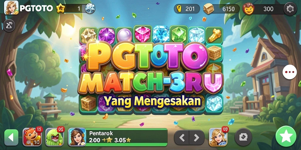 Tampilan gameplay seru dari PGTOTO dengan elemen Match-3 yang menarik.