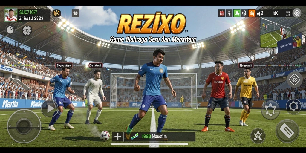 Gameplay seru dalam REZIXO yang menampilkan pertandingan olahraga intens.