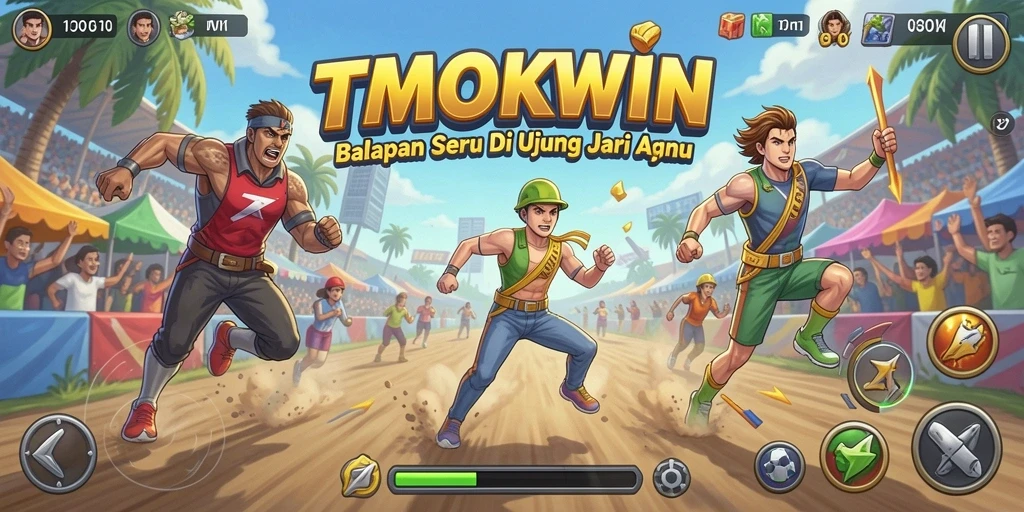 Screenshot gameplay TMOKWIN dengan balapan seru di lintasan yang menantang.