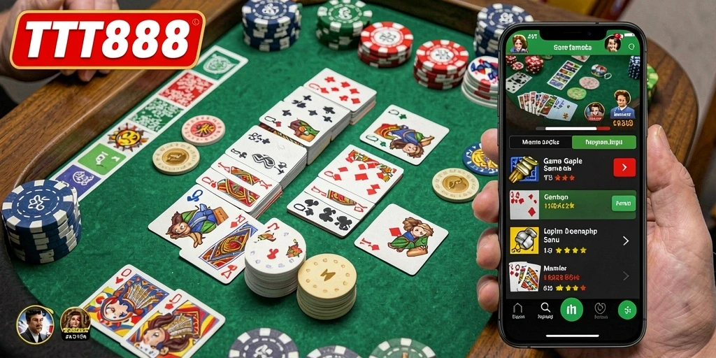 Screenshot TTT888 menampilkan gameplay Gaple yang menarik.